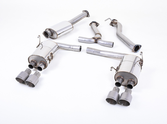 Milltek Edelstahl Duplex Sportauspuff-Komplettanlage ab Kat Subaru WRX STi Stufenheck je 2x100mm rund doppelwandig abgeschrägt Titan matt: SSXSB047