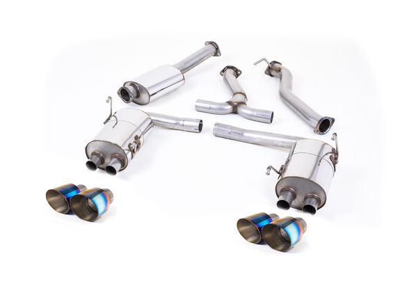 Milltek Edelstahl Duplex Sportauspuff-Komplettanlage ab Kat Subaru WRX STi Stufenheck je 2x100mm rund doppelwandig abgeschrägt Titan burned: SSXSB54