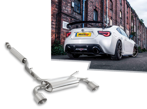 Milltek Edelstahl Duplex Sportauspuff-Komplettanlage ab Kat Toyota GT86 je 115mm rund doppelwandig abgeschrägt Titan matt: SSXSB037#2