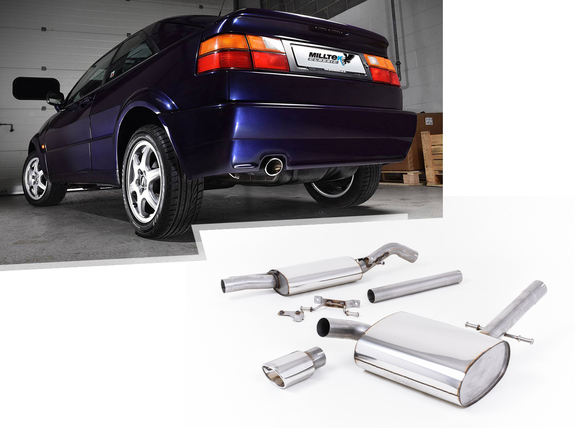 Milltek Edelstahl Sportauspuff-Komplettanlage ab Kat VW Corrado 1.8l G60 104x80mm oval eingerollt abgeschrägt: MCXVW220