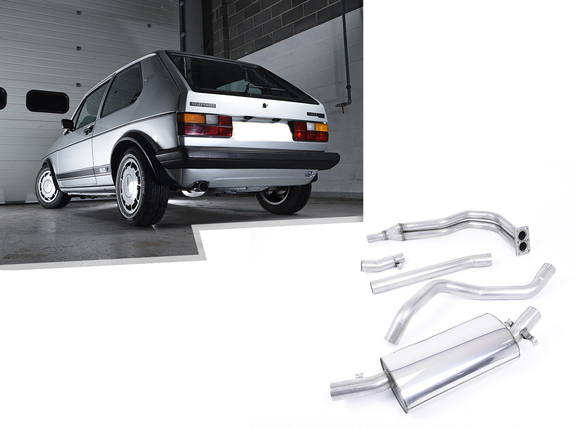 Milltek Edelstahl Racing-Komplettanlage ab Krümmer VW Golf 1 GTI 60mm rund scharf gerade: MCXVW206