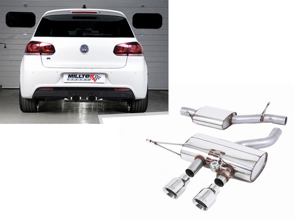 Milltek Edelstahl Sportauspuff-Komplettanlage ab Kat Mittig inkl. Klappensteuerung VW Golf 6 R 2x100mm rund doppelwandig abgeschrägt: SSXVW163