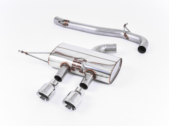 Milltek Edelstahl Ø76mm Racing-Komplettanlage ab Kat Mittig VW Golf 6 R 2x100mm rund doppelwandig abgeschrägt: SSXVW218