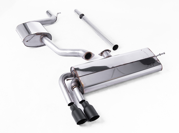 Milltek Edelstahl Sportauspuff-Komplettanlage ab Kat VW Golf 7 1.5l TSI 2x80mm rund doppelwandig abgeschrägt in schwarz: SSXVW517 Milltek Edelstahl Sportauspuff-Komplettanlage ab Kat VW Golf 7 1.5l TSI 2x80mm rund doppelwandig abgeschrägt in schwarz: SSXVW517