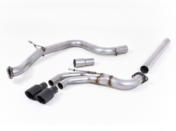 Milltek Edelstahl Racing-Komplettanlage ab Kat VW Golf 7 GTD 2x80mm rund doppelwandig abgeschrägt in schwarz: SSXVW333 Milltek Edelstahl Racing-Komplettanlage ab Kat VW Golf 7 GTD 2x80mm rund doppelwandig abgeschrägt in schwarz: SSXVW333