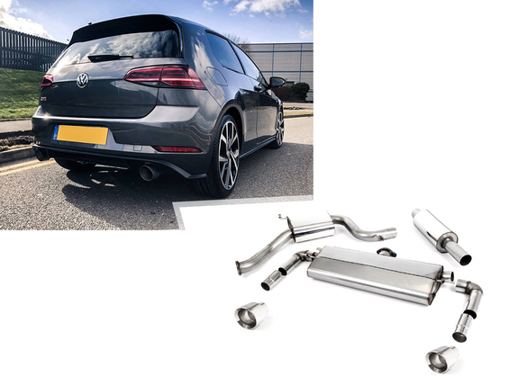 Milltek Edelstahl Duplex Sportauspuff-Komplettanlage ab Kat VW Golf 7 GTI Facelift 245PS je 100mm rund doppelwandig abgeschrägt: SSXVW497 Milltek Edelstahl Duplex Sportauspuff-Komplettanlage ab Kat VW Golf 7 GTI Facelift 245PS je 100mm rund doppelwandig abgeschrägt: SSXVW497