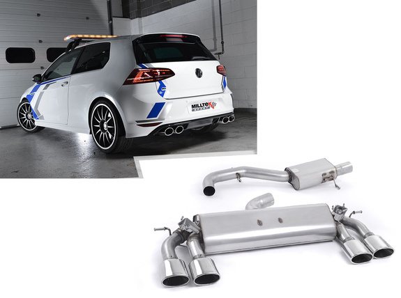 Milltek Edelstahl Duplex Sportauspuff-Komplettanlage ab Kat VW Golf 7 R VFL je 2x118x83mm oval eingerollt abgeschrägt: SSXVW257 Milltek Edelstahl Duplex Sportauspuff-Komplettanlage ab Kat VW Golf 7 R VFL je 2x118x83mm oval eingerollt abgeschrägt: SSXVW257
