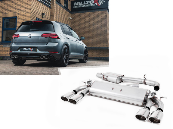Milltek Edelstahl Duplex Sportauspuff-Komplettanlage ab Kat VW Golf 7 R Facelift 310PS je 2x118x83mm oval eingerollt abgeschrägt: SSXVW421 Milltek Edelstahl Duplex Sportauspuff-Komplettanlage ab Kat VW Golf 7 R Facelift 310PS je 2x118x83mm oval eingerollt abgeschrägt: SSXVW421