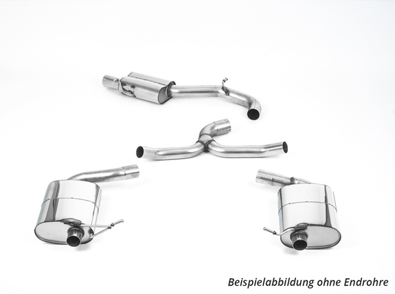 Milltek Edelstahl Duplex Sportauspuff-Komplettanlage ab OPF VW Golf 7 R Variant Facelift 300PS je 2x oval eingerollt abgeschrägt in schwarz: SSXVW549