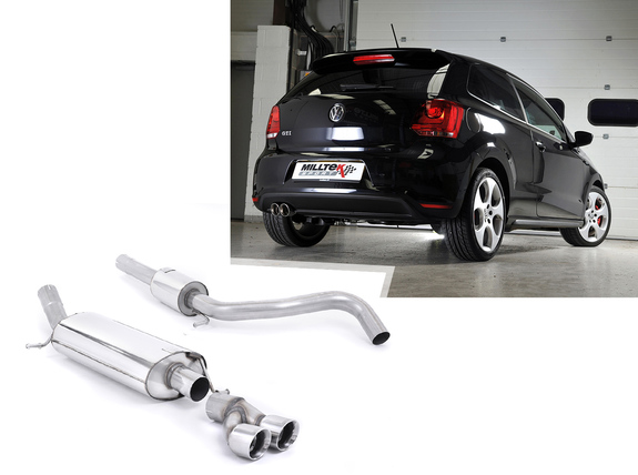 Milltek Edelstahl Sportauspuff-Komplettanlage ab Kat VW Polo 6R 1.4l GTI 2x80mm rund doppelwandig abgeschrägt: SSXAU282#2
