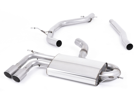 Milltek Edelstahl Racing-Komplettanlage ab Kat VW Scirocco 2.0l TDI 2x80mm rund doppelwandig abgeschrägt Titan matt: SSXAU570#3