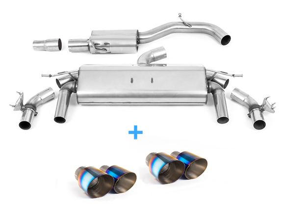 Milltek Edelstahl Duplex Sportauspuff-Komplettanlage ab OPF VW T-Roc R je 2x100mm rund doppelwandig abgeschrägt Titan burned: SSXVW595