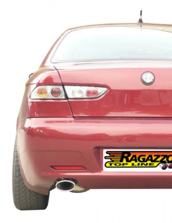 Ragazzon Edelstahl Racing-Komplettanlage ab Kat Alfa Romeo 156 2.5 V6 Limo u. Sportwagon 115x70mm oval eingerollt