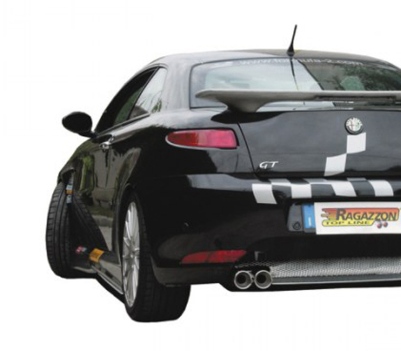 Ragazzon Edelstahl Racing-Komplettanlage ab Kat Alfa Romeo GT 2.0l JTS 2x80mm rund eingerollt versetzt: 58.0182.26ANLR2