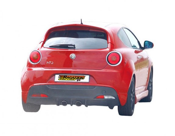 Ragazzon Edelstahl Mittig Racing-Komplettanlage ab Kat Alfa Romeo MiTo 1.4 58kW mit Cadamuro-Heck 2x90mm rund eingerollt abgeschrägt: 50.0293.60ANLR