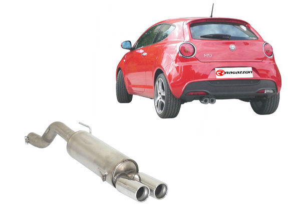 Ragazzon Edelstahl Sportauspuff Ø70mm-System Alfa Romeo MiTo 1.4 TB 2x80mm rund eingerollt versetzt: 50.0467.26
