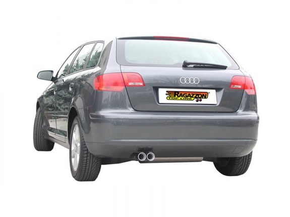 Ragazzon Edelstahl Komplettanlage ab Kat Audi A3 Sportback 8P 1.9TDI 2.0TDI 2x80mm rund eingerollt versetzt: 50.0155.26ANL2