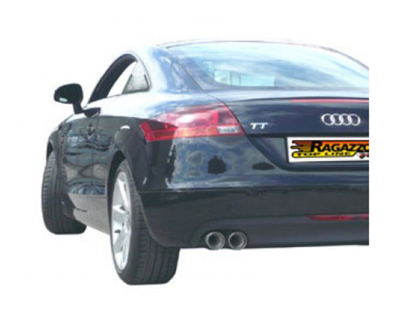 Ragazzon Edelstahl Racing-Komplettanlage ab Kat Audi TT 8J Coupe Roadster 2.0l 2x80mm rund doppelwandig abgeschrägt versetzt: 50.0225.65ANLR2