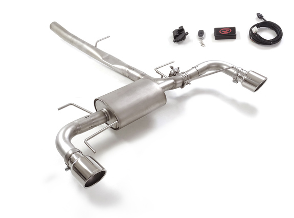 Ragazzon Edelstahl Duplex Sportauspuff inkl. Klappensteuerung Chevrolet Camaro 6 2.0l Turbo je 114mm rund eingerollt abgeschrägt: 50.1127.43