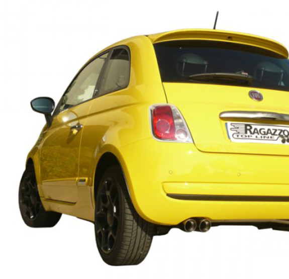 Ragazzon Edelstahl Komplettanlage ab Kat Fiat 500 0.9l Turbo 2x70mm rund doppelwandig abgeschrägt versetzt: 50.0343.56ANL