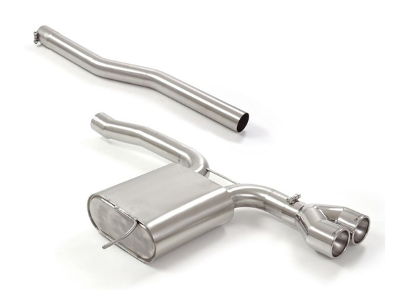 Ragazzon Edelstahl Mittig Komplettanlage ab OPF Mini Cooper JCW F56 F57 2x102mm rund eingerollt gerade (ab 11/2020): 50.1034.28