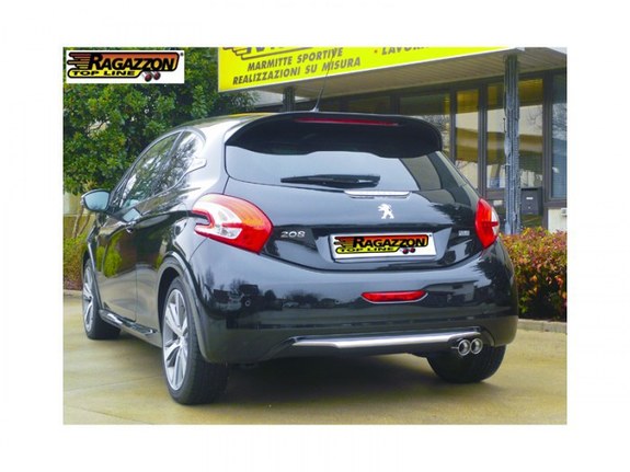 Ragazzon Edelstahl Racing-Komplettanlage ab Kat Peugeot 208 1.6l THP 2x70mm rund doppelwandig abgeschrägt versetzt: 50.0452.56ANLR