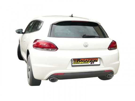 Ragazzon Edelstahl Duplex Racing-Komplettanlage ab Kat VW Scirocco Typ 13 1.4TSI je 135x90mm oval abgeschrägt: 50.0252.12ANLR2