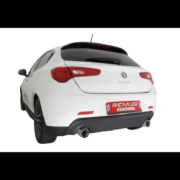 Remus Edelstahl Duplex Sportauspuff Alfa Romeo Giulietta Typ 940 1.8TBi je 98mm Street Race rund eingerollt mit scharfkantigem Innenrohr und Carbonschriftzug