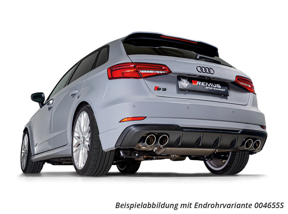 Remus Edelstahl Duplex Sportauspuff-Komplettanlage ab OPF Audi S3 Sportback 8V (Mod. mit OPF) ab 2018 inkl. Endrohrsatz nach Wahl: 0469131500ANL