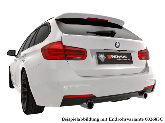 Remus Edelstahl Duplex Sportauspuff mit Klappensteuerung BMW 3er 340i F30 F31 Limousine u. Touring inkl. Endrohrsatz nach Wahl: 0880151500ESD1