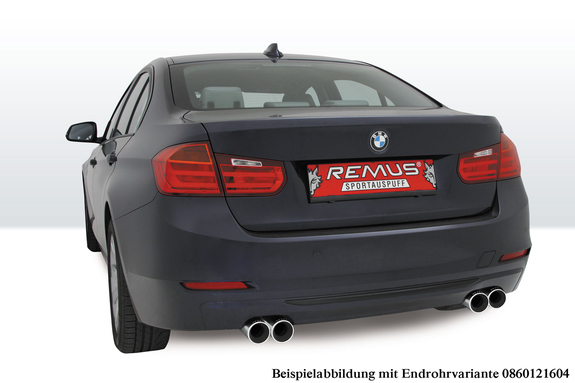 Remus Edelstahl Duplex Sportauspuff BMW 3er F30 F31 320i 328i Limousine u. Touring inkl. Endrohrsatz nach Wahl: 0860120500ESD1