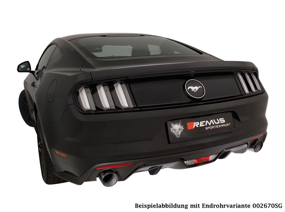 Remus Edelstahl Duplex Racing-Komplettanlage ab Kat mit optionaler Klappensteuerung Ø76mm-System Ford Mustang VI Coupe Cabrio 5.0l GT ab 2014