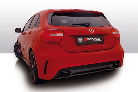 Remus Edelstahl Duplex Komplettanlage ab Kat inkl. Klappensteuerung Mercedes A-Klasse A45 AMG W176 für originalen AMG-Endrohrausgang