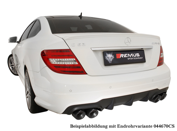 Remus Edelstahl Duplex Komplettanlage ab Kat Mercedes C-Klasse C63 AMG W204 S204 Limousine und T-Modell inklusive Endrohrsatz nach Wahl