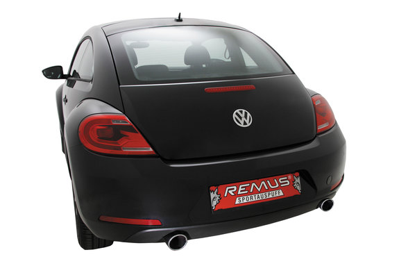 Remus Edelstahl Duplex Sportauspuff VW Beetle 5C Typ 16 1.2 TSI je 102mm rund eingerollt abgeschrägt
