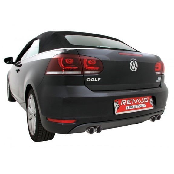 Remus Edelstahl Duplex Sportauspuff VW Golf 6 je 2x84mm Street Race rund eingerollt mit scharfkantigem Innenrohr und Carbonschriftzug