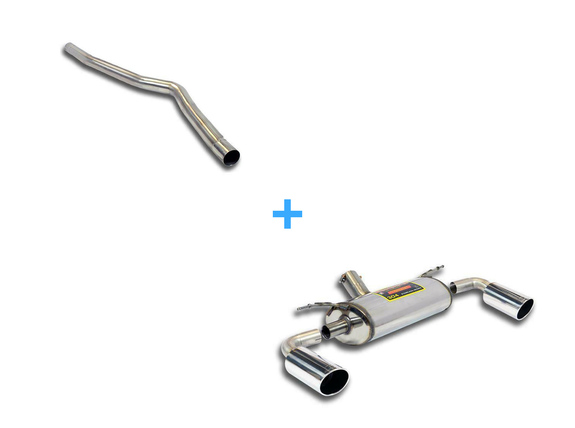 Supersprint Edelstahl Duplex Racing-Komplettanlage ab Kat BMW 3er F30 328i für 335i-Heck je 100mm rund eingerollt abgeschrägt: 987924ANLR1