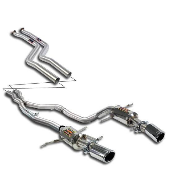 Supersprint Edelstahl Duplex Rennsport-Anlage ab Kat BMW 3er E92 335i je 90mm rund eingerollt abgeschrägt