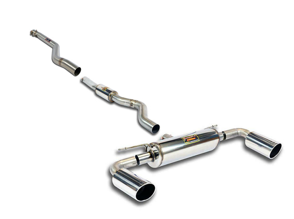 Supersprint Edelstahl Duplex Racing-Komplettanlage inkl. OPF-Ersatz BMW 4er F32/F33/F36 440i LCI je 100mm rund eingerollt abgeschrägt: 988524ANL4