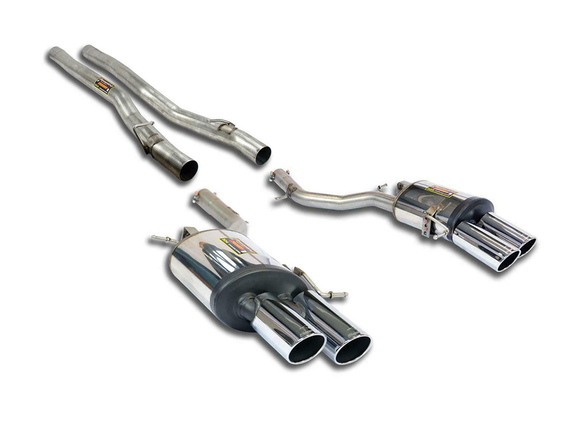 Supersprint Edelstahl Duplex Racing-Komplettanlage ab Kat BMW 6er F06/F12/F13 650i für M6-Heck je 2x90mm rund eingerollt abgeschrägt: 986456_986476ANLR