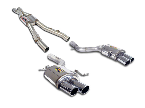 Supersprint Edelstahl Duplex Sportauspuff-Komplettanlage ab Kat BMW 6er F12/F13 650i je 2x90mm rund eingerollt abgeschrägt: 986426_986446ANL