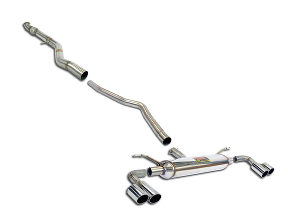 Supersprint Edelstahl Duplex Racing-Komplettanlage ab Kat BMW 2er F22 M240i je 2x80mm rund eingerollt abgeschrägt: 989326ANLR1