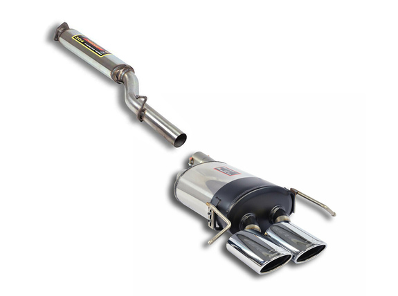 Supersprint Edelstahl Sportauspuff-Komplettanlage ab Kat Mercedes CLK W209 CLK200-CLK320 2x120x80mm oval eingerollt abgeschrägt: 843337ANL1