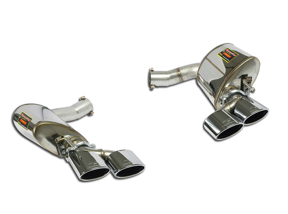 Supersprint Edelstahl Duplex Sportauspuff-Komplettanlage ab Kat Mercedes CLS 500 C219 je 2x120x80mm oval eingerollt abgeschrägt: 845407_845437ANL