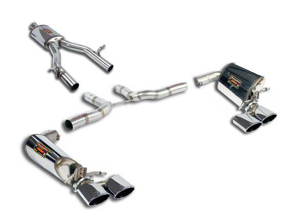 Supersprint Edelstahl Duplex Sportauspuff-Komplettanlage ab Kat Mercedes E-Klasse Cabrio A207 E200 E250 je 2x120x80mm oval eingerollt abgeschrägt