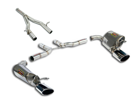 Supersprint Edelstahl Duplex Racing-Komplettanlage ab Kat Mercedes E-Klasse Cabrio A207 E200 E250 je 145x95mm oval eingerollt abgeschrägt: 848805_848835ANLR1