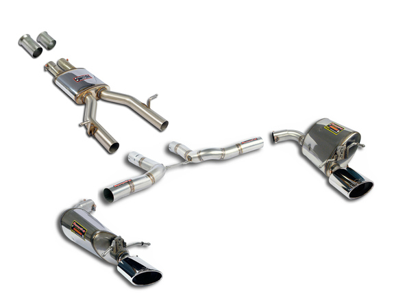 Supersprint Edelstahl Duplex Sportauspuff-Komplettanlage ab Kat Mercedes E-Klasse Cabrio A207 E300 E350 je 145x95mm oval eingerollt abgeschrägt: 848805_848835ANL2