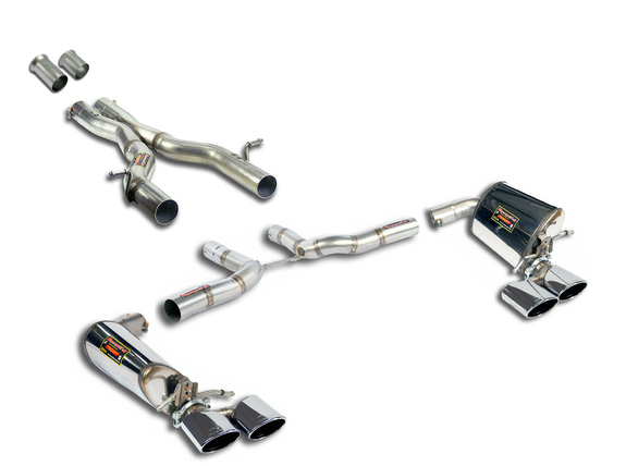 Supersprint Edelstahl Duplex Racing-Komplettanlage ab Kat Mercedes E-Klasse C207 Facelift E320 E400 je 2x120x80mm oval eingerollt abgeschrägt: 848807_848837ANLR8