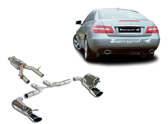 Supersprint Edelstahl Duplex Sportauspuff-Komplettanlage ab Kat Mercedes E-Klasse C207 E300 E350 CGI je 145x95mm oval eingerollt abgeschrägt: 848805_848835ANL6