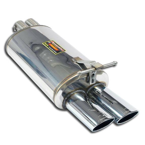 Supersprint Edelstahl Sportauspuff Mercedes E-Klasse W210 E240-E430 u. E270CDI E320CDI 2x100x75mm oval eingerollt abgeschrägt: 843627ESD1